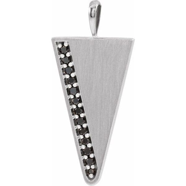 Sterling Silver 1/6 CTW Natural Black Diamond Triangle 24" Necklace