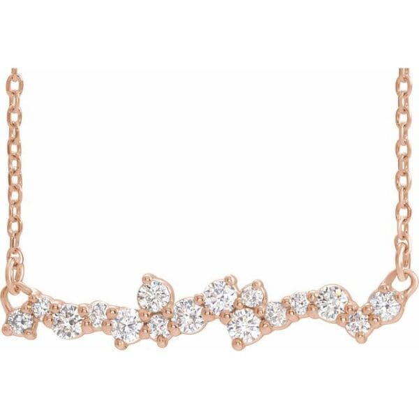 14K White 25x4.82 mm Scattered Bar Necklace Center