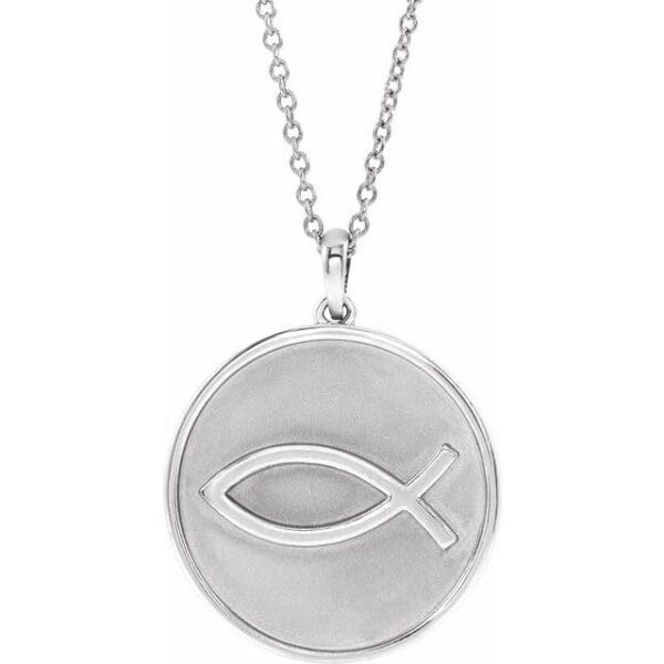 Sterling Silver 20.3x18.4 mm Ichthus (Fish) 16-18" Necklace
