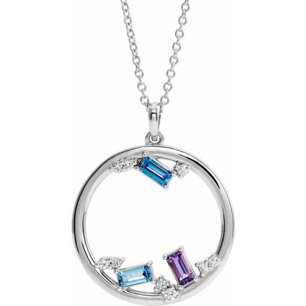 14K White 1-stone Family Circle Pendant Mounting