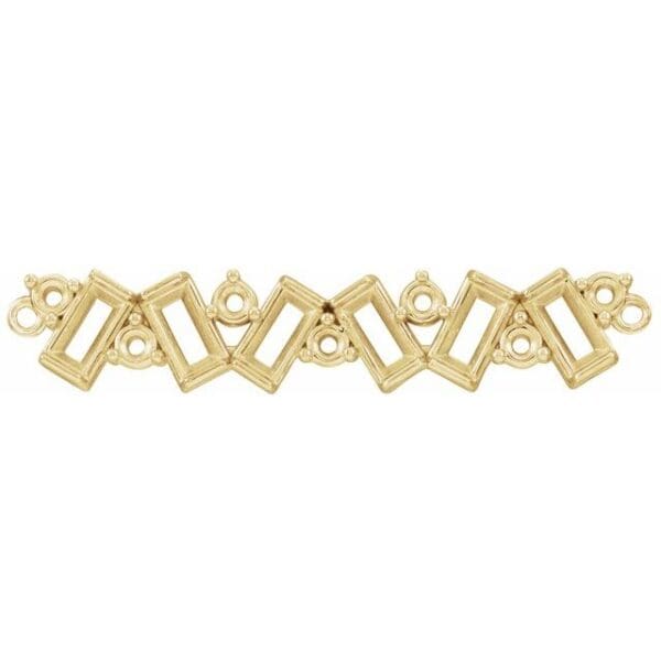 14K White 5-Stone Family Bar Necklace Center