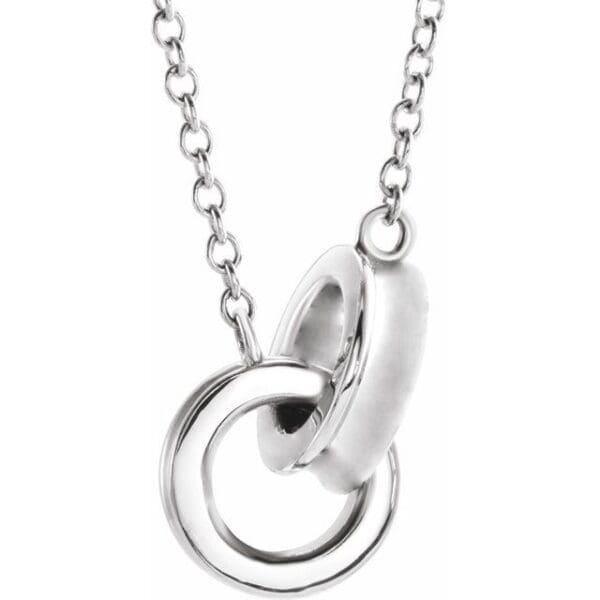 14K White 13.19x7 mm Interlocking Circle Necklace Center
