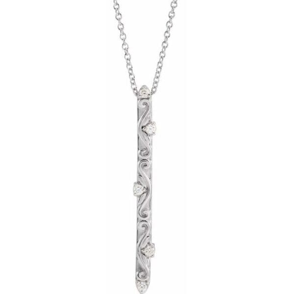 14K White .07 CTW Natural Diamond Vintage-Inspired 16-18" Necklace