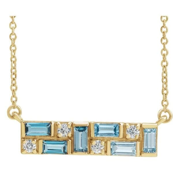 14K White Bar Necklace Center
