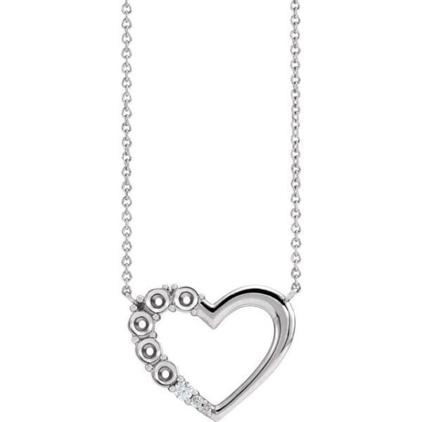 14K Rose 2-Stone Family Heart 18" Necklace Mounting