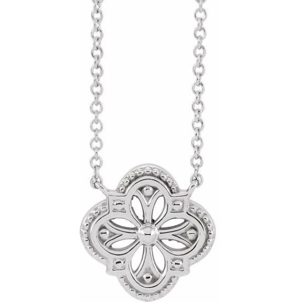 14K Yellow 11.92x11.92mm Vintage-Inspired Clover Necklace Center