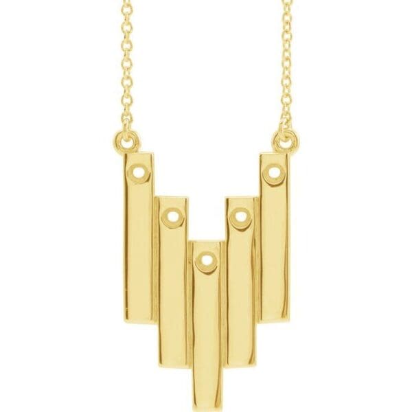 14K White 2-Stone Family Geometric 18" Necklace Mounting