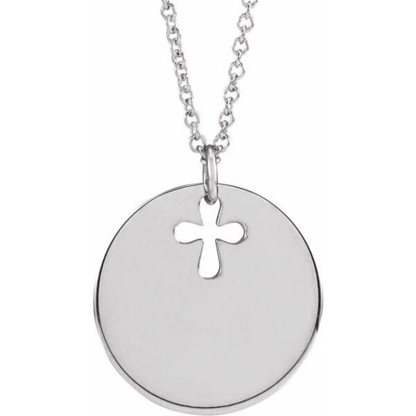 Sterling Silver Pierced Cross Disc Pendant