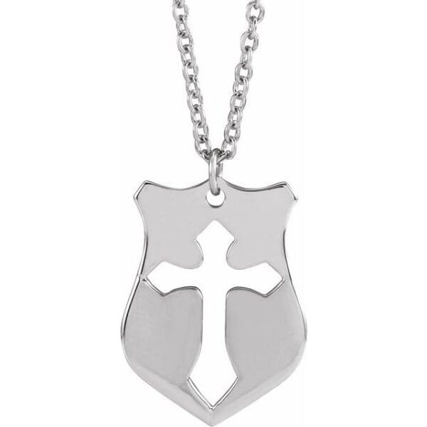 14K Yellow 20.7x15.4 mm Pierced Cross Shield Pendant