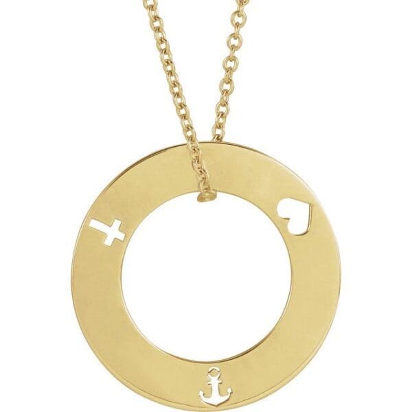 14K White Faith, Hope, Love Pierced 20 mm Loop Pendant