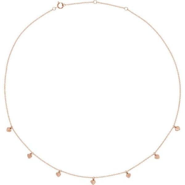 14K Yellow Heart 7-Station 16-18" Necklace