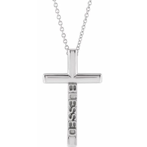 14K Rose Blessed Cross Pendant