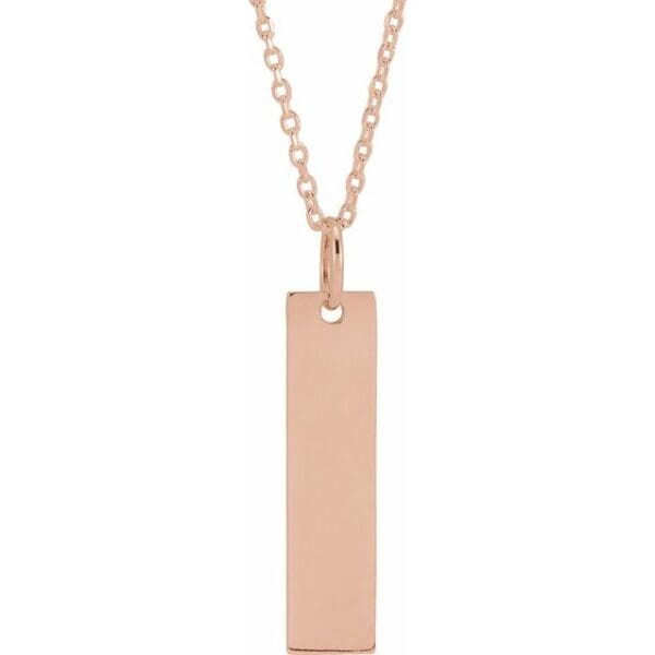 14K White 20x5 mm Engravable Bar Pendant