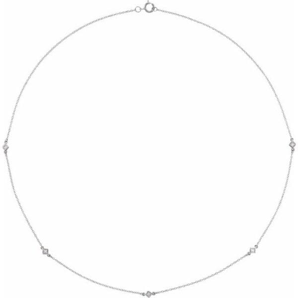 14K White 1/6 CTW Natural Diamond 3-Station 16" Necklace