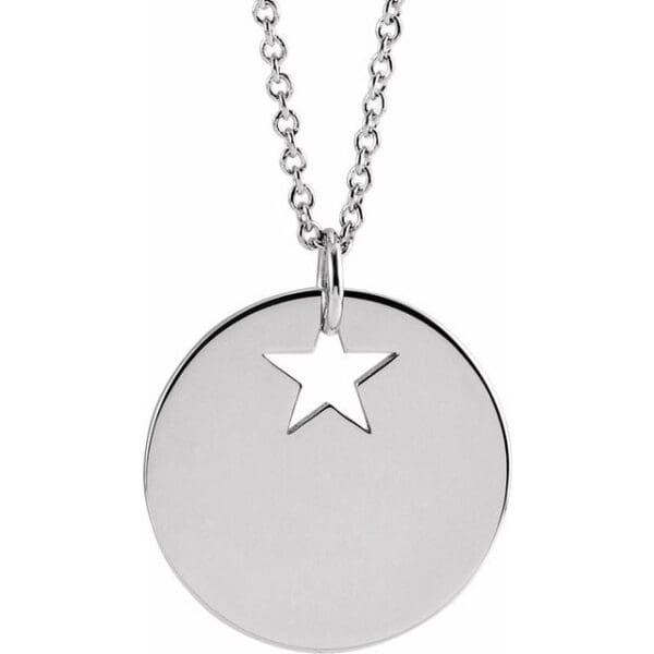 14K White Pierced Heart 15 mm Disc Pendant