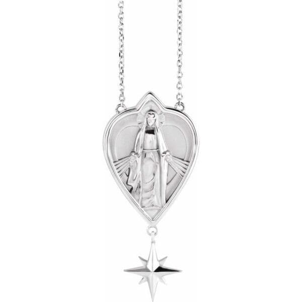 14K Yellow 23.8x15.7 mm Miraculous Mary 18" Necklace
