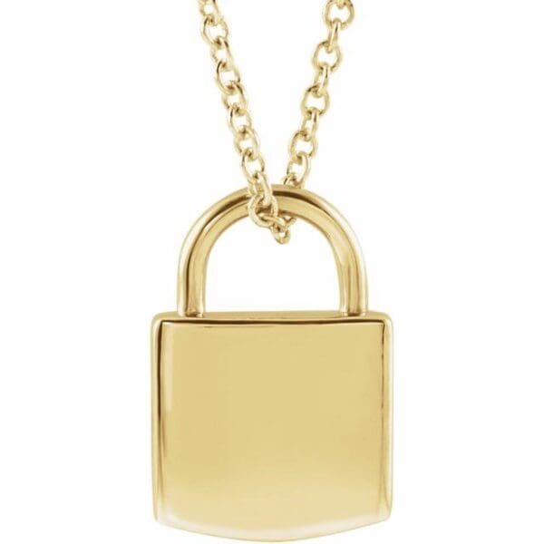 14K Yellow Engravable Lock Pendant