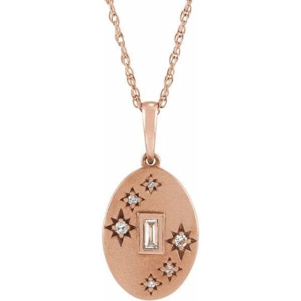 14K Rose .07 CTW Natural Diamond Celestial 16-18" Necklace