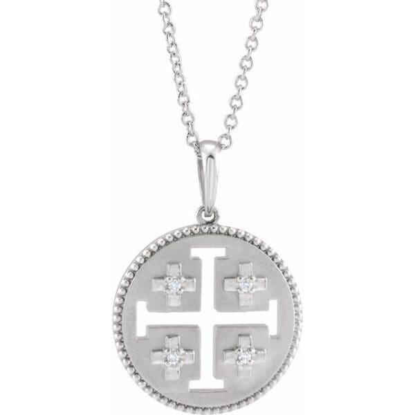 14K Yellow .025 CTW Natural Diamond Jerusalem Cross Pendant