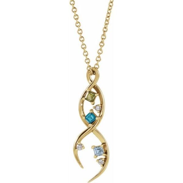 14K White 4-stone Family Pendant Mounting
