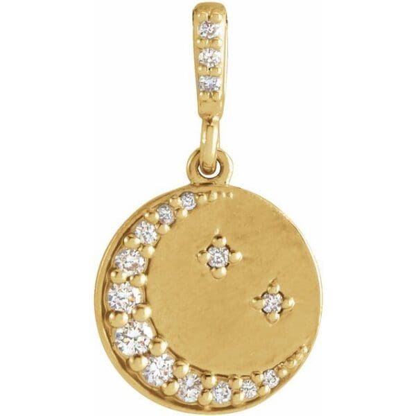 14K Yellow Accented Crescent Moon 16-18" Necklace Mounting