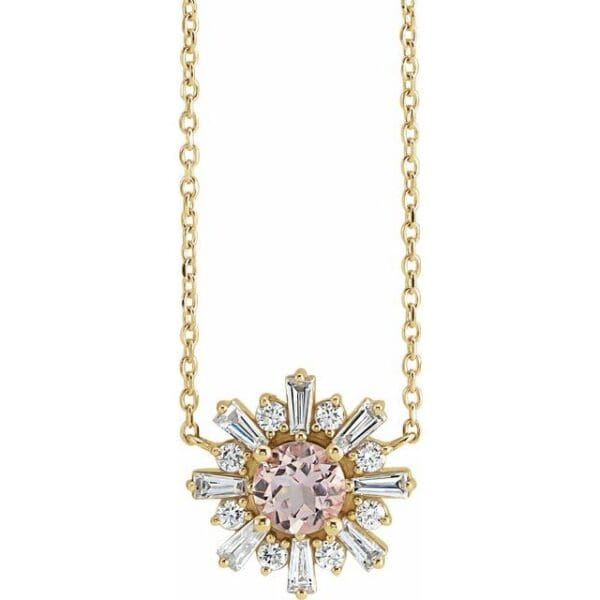 14K Yellow 5 mm Round Starburst Necklace Center