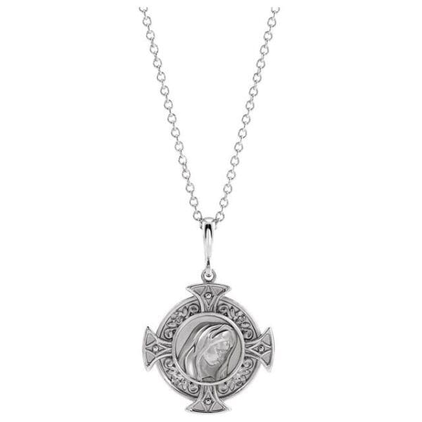 14K Yellow Virgin Mary Cross 16-18" Necklace