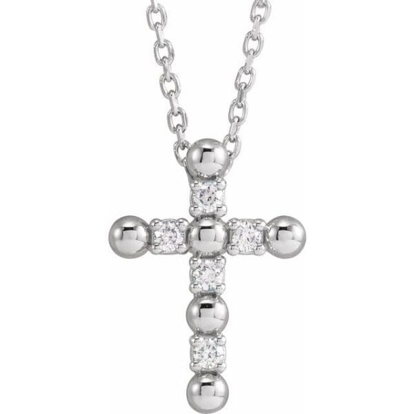 14K Yellow 1.5 mm Round Beaded Cross Pendant Mounting
