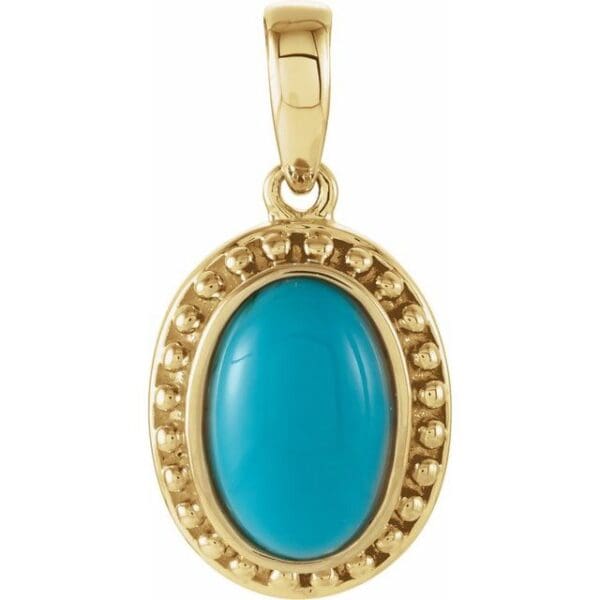 14K Yellow Natural Turquoise Pendant