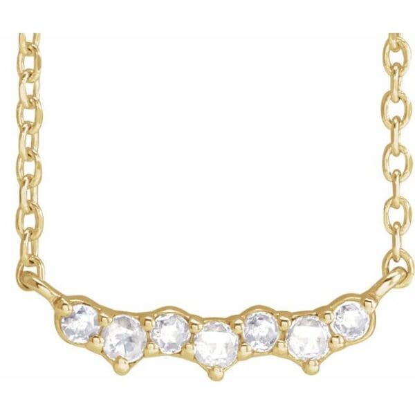 14K White .07 CTW Scattered Rose-Cut Natural Diamond 18" Necklace