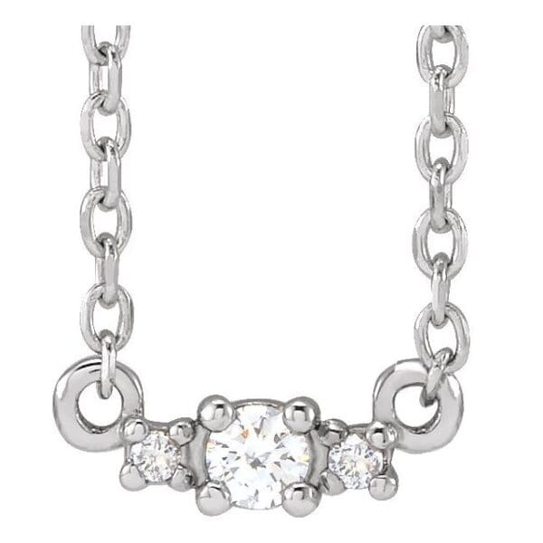 14K White 2 mm Round Accented Necklace Center