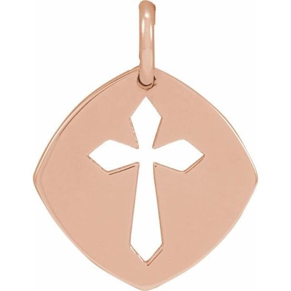 14K White 12.75x9.99 mm Pierced Cross 16-18" Necklace