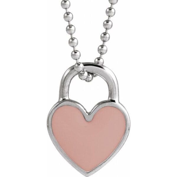 14K Yellow White Enamel Heart Pendant