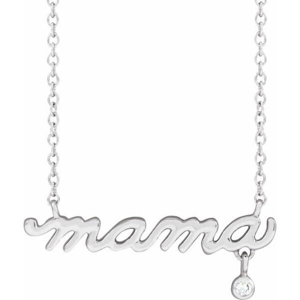 14K Yellow .015 CT Natural Diamond Mama 18" Necklace