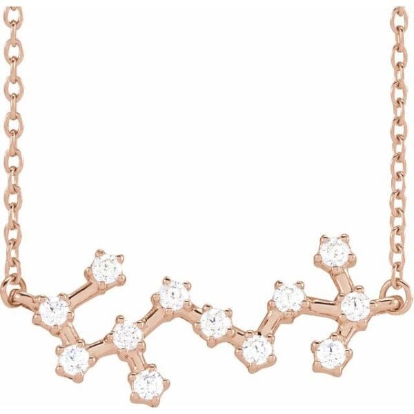 14K Yellow 1/10 CTW Natural Diamond Aquarius 16-18" Necklace