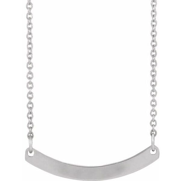 14K Yellow Engravable Curved Bar 18" Necklace