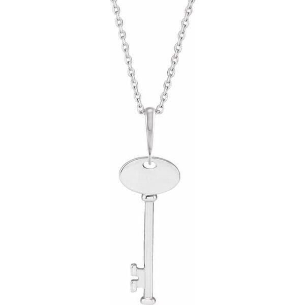 Sterling Silver Engravable Key 16-18" Necklace