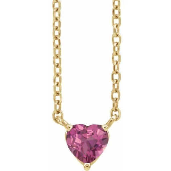 14K Yellow 4x4 mm Heart 3-Prong Solitaire Necklace Center