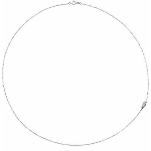 Sterling Silver .015 CTW Natural Diamond Off-Center Angel Wing 18" Necklace
