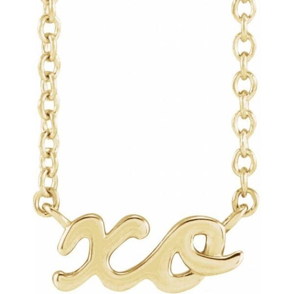 14K White 9.55x4.3 mm  Script "XO" Necklace Center