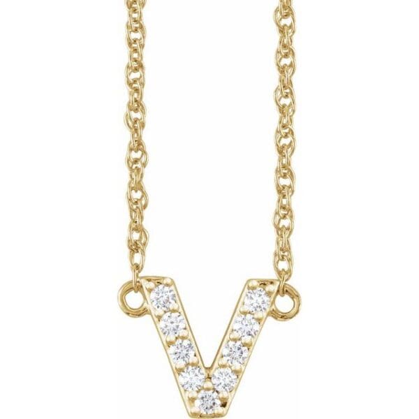 14K Yellow 1/8 CTW Natural Diamond Lowercase Initial A 16" Necklace