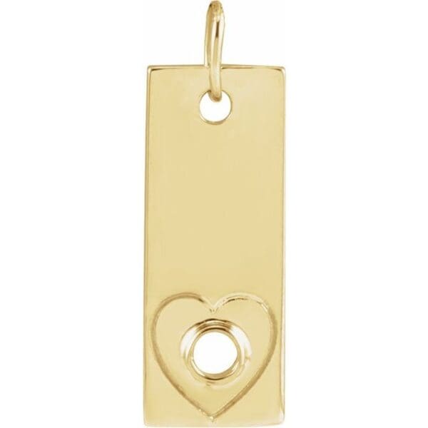 14K Yellow .03 CT Natural Diamond Engravable Heart 16-18" Necklace