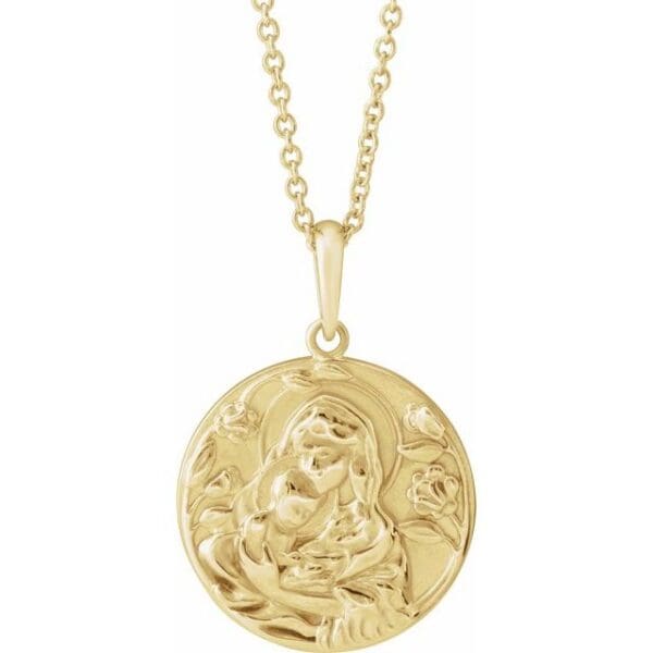 Sterling Silver Madonna & Child 16-18" Necklace