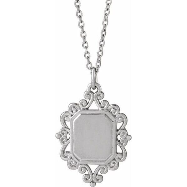 14K Yellow Engravable Scroll Pendant