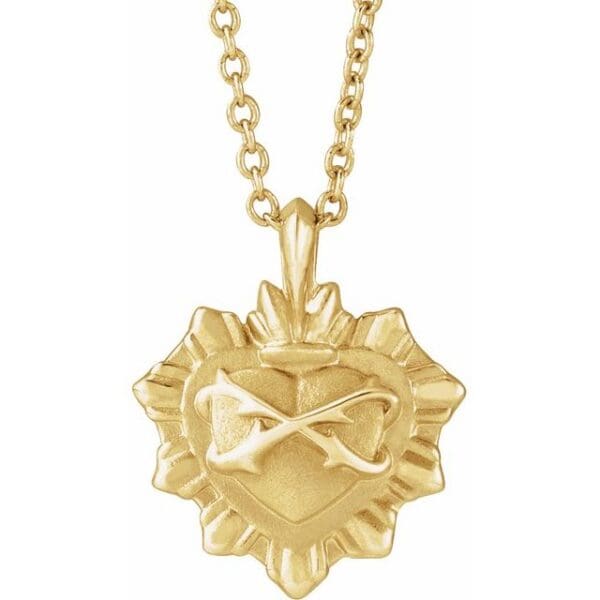 14K Yellow Sacred Heart Pendant