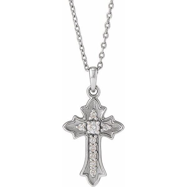 14K Yellow 2 mm Round Vintage-Inspired Cross 16-18" Necklace Mounting