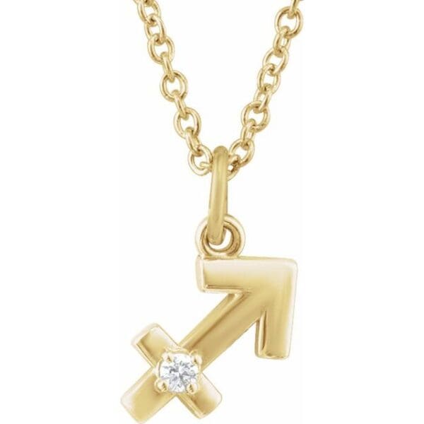 14K Yellow .03 CTW Natural Diamond Gemini Zodiac 16-18" Necklace