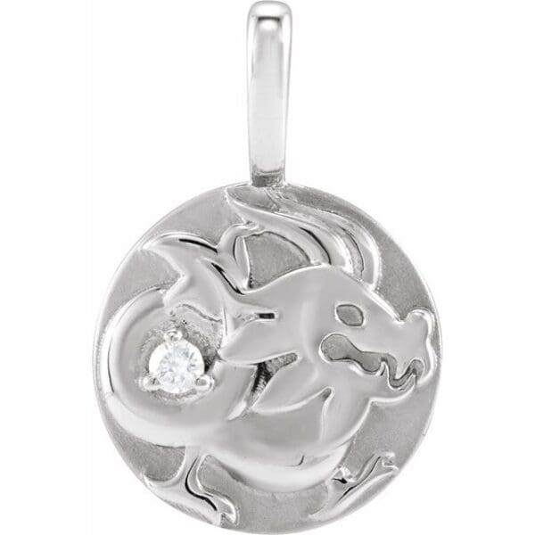 14K Yellow .015 CT Natural Diamond Chinese Zodiac Snake Pendant