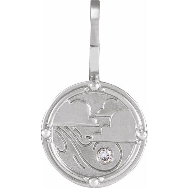14K White .015 CT Natural Diamond Water Element Charm/Pendant