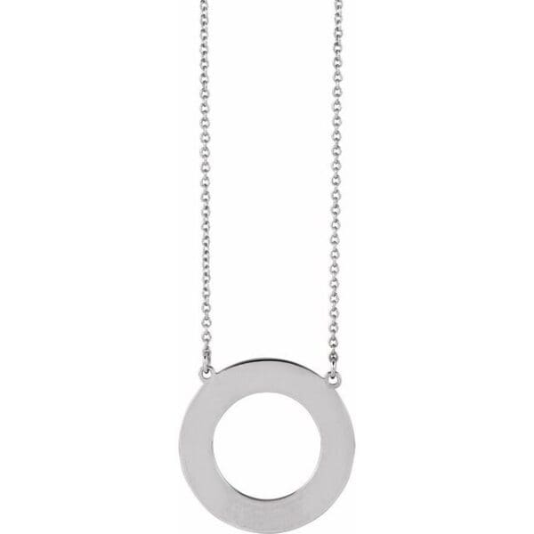 14K Yellow Engravable Circle Necklace Center